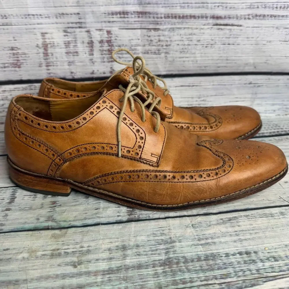 Cole Haan Men's Original Grand Wingtip Oxford Shoes British Tan Leather Size 9.5